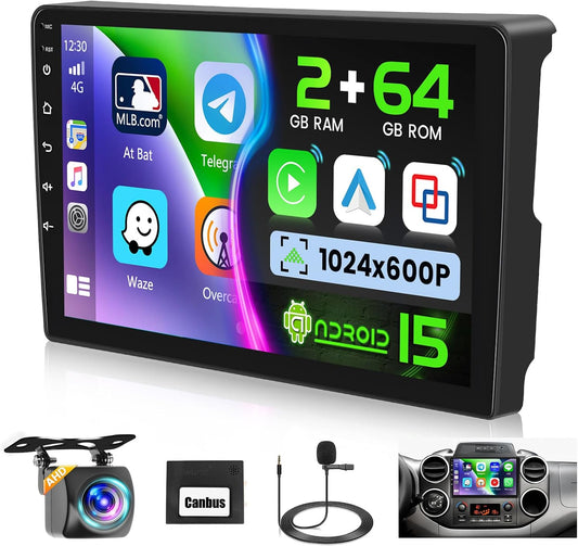 Android Autoradio – Multimedia Systeem – Touchscreen Radio – Auto Entertainment – 2 DIN Headunit – 9 Inch HD Scherm – Draadloos CarPlay & Android Auto – Inclusief Achteruitrijcamera & Stuurbediening - QUORE