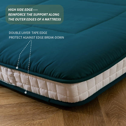 MAXYOYO Futon matras, gewatteerde Japanse vloermatras, gewatteerd, extra dik opvouwbaar slaapkussen, ademend vloerligbed, logeerbed (arduinkleur, kingsize)