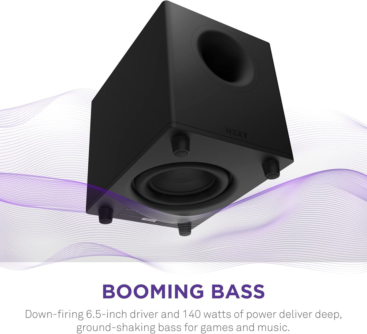 NZXT Relais PC Gaming Desktop Subwoofer - AP-SUB80-EU - 140 Watt - Diepe, krachtige bas - Down-Beam 6,5" Driver - Crossover en Phase Control - Zwart"}
