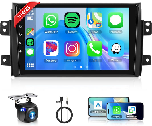 4+64G Android Car Radio for Suzuki SX4 2006-2013 FIAT Sedici 2005-2014 9 Inch Car Radio with Wireless Carplay Android Car Navi GPS Mirror Link Bluetooth FM/RDS/EQ SWC Rear View Camera - QUORE