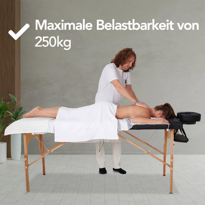 Massagetafel – Behandeltafel – Massagebank – Behandelbank – Massagebed – Zwart Inklapbaar – 250 kg Draagvermogen – 8 Hoogtestanden