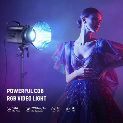 NEEWER CB100C 130W RGB COB Video Light met 2.4G/App Remote Control, RGB LED Continue Verlichting, Bowens Frame Foto Studio Licht