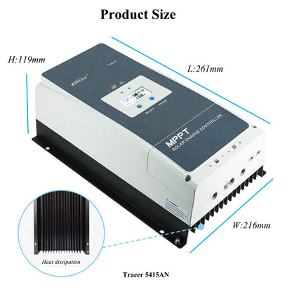EPEVER® 50 A MPPT Solar Charging Controller Tracer AN-serie met 12 V/24 V/36 V/48 V Auto Max 150 V, 2500 W ingang, negatieve aarding, zonne-regelaar, geschikt voor loodzuur AGM-verzegelde, geloverstroomde batterijen