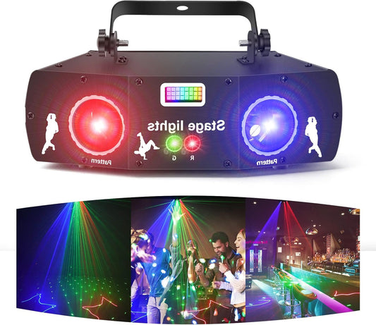 Disco Light Party Light, 3D RGB Animation DMX Effect Spotlight, LED Light, Music Controlled DJ Projector, For Karaoke, Family Gatherings, Wedding, Birthday, Halloween - QUORE
