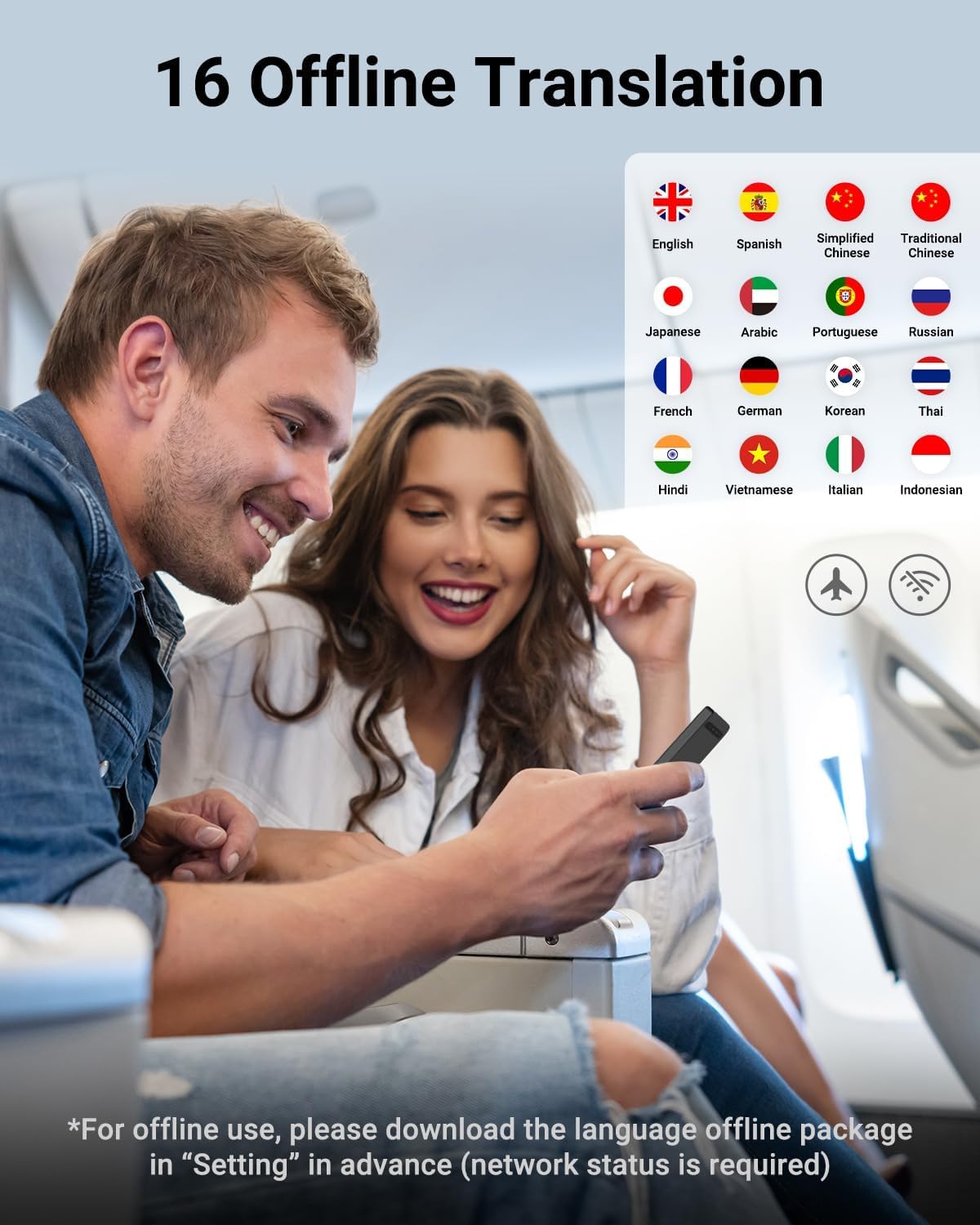 XUPURTLK Taalvertaler W12, spraakvertaler apparaat twee richtingen, 144 talen realtime vertaler apparaat, offline & opname & fotovertaling voor reizen, zaken, leren (zwart)