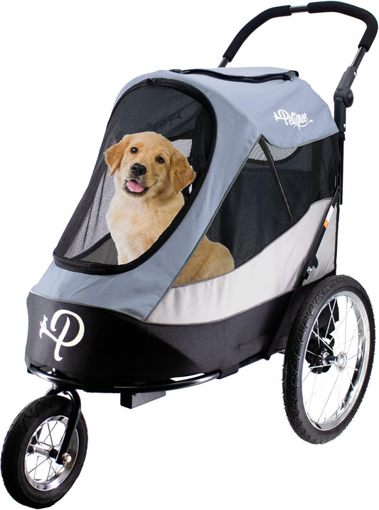 Petique Grote hondenwagen - hondenkinderwagen - hondenkinderwagen - wandelwagen - hondenbuggy - huisdierenkinderwagen - 3 wielen geventileerde veiligheidsgordel reisvervoer - hondentrolley voor