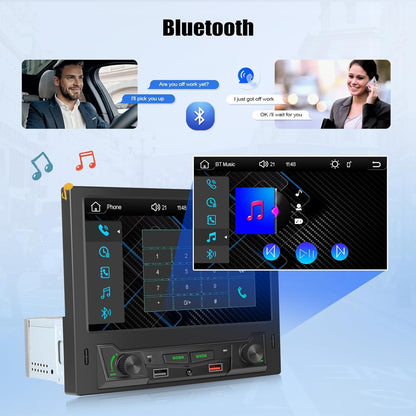 OiLiehu 1-DIN Autoradio met Draadloze CarPlay & Android Auto, 8" Radio met Scherm, MP5 Multimedia Speler