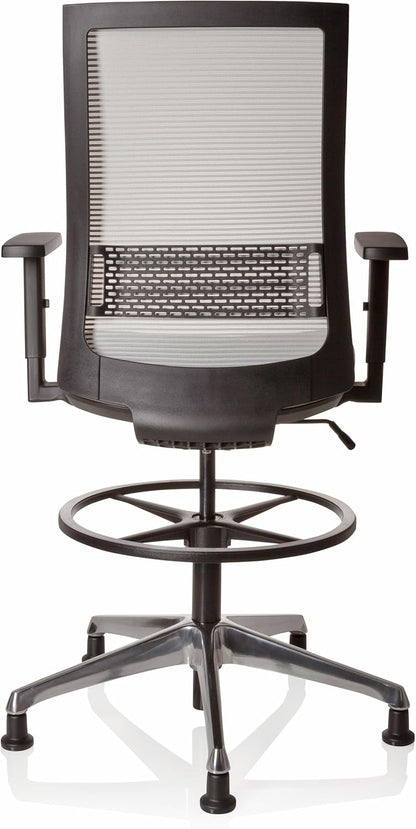 hjh OFFICE 721943 werkstoel hoog TOP Work 99 stof grijs ergonomische counterstoel met glijder