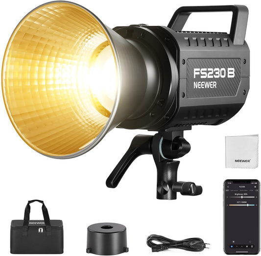 LED Studiolicht – Videolamp – Studiolamp – COB LED – Continu Licht – 230 W Bi-Color 2700K-6500K – 110.000 Lux/M, 2,4G/App-Bediening