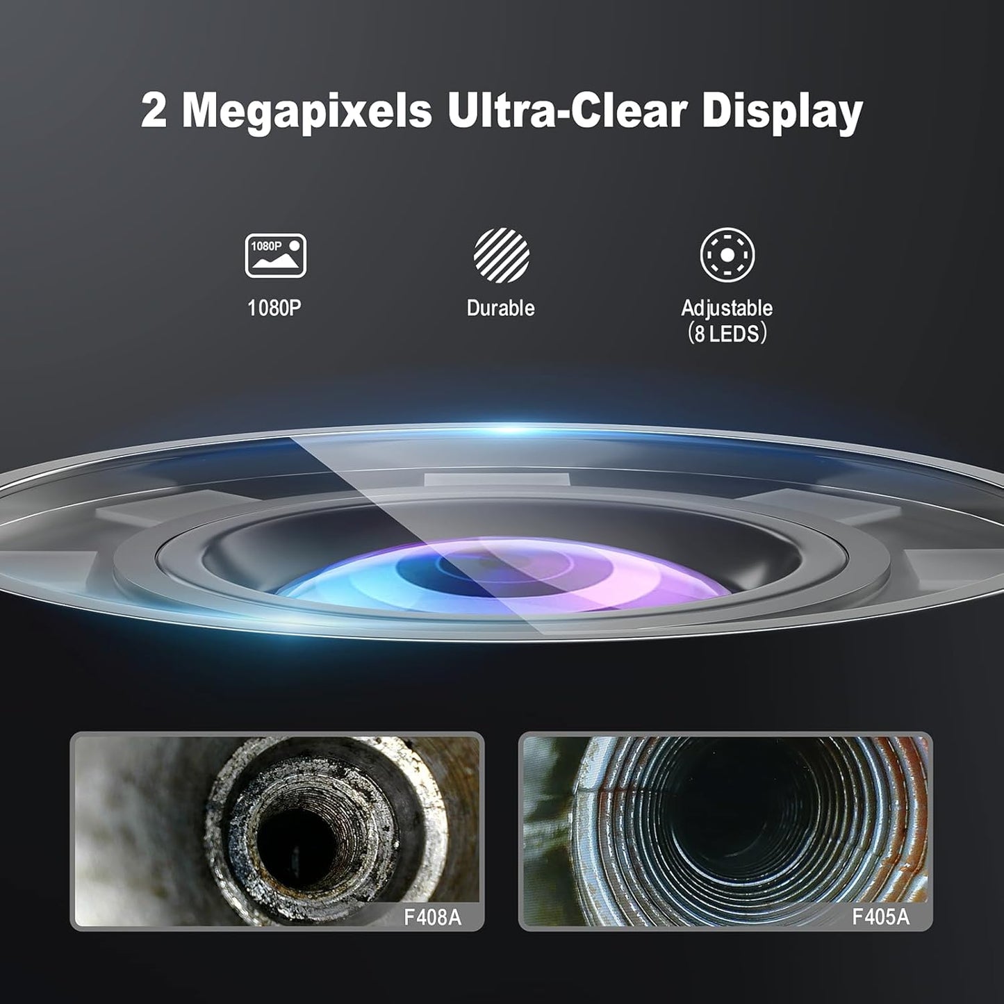 Ralcam Endoskopkamera mit Licht Camera - Inspektionskamera 8.5mm HD1080P Industrial Endoscope mit 8 Adjustable LED Digitales Endoskop 1.5M Halbstarre Kabel, für Android und IOS Smartphone