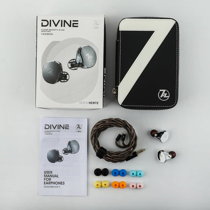 Linsoul 7Hz x Crinacle: Diablo/Divine In Ear Monitor,Hoofdtelefoon met 14,5 mm Planar Magnetische Drivers,IEM HiFi met Afneembare 2pin Monokristallijne Koperen Kabel voor Audiofielen (Divine, Zilver)