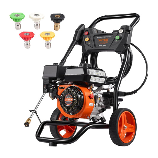 Gas Hogedrukreiniger – Benzine Hogedrukspuit – Drukreiniger – Schoonmaakmachine – 3400 PSI – 210cc 7 PK Motor – Aluminium Pomp – 5 Sproeiers – 10L/min Waterdoorvoer