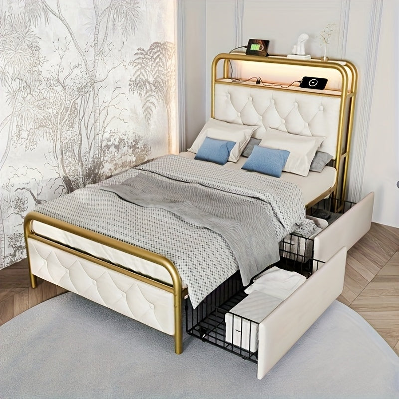 Bedframe – Bedbodem – Slaapbank – Eenpersoonsbed – Tweepersoonsbed – Modern Wit – Platform Bedraad Met Hoofdbord – Duurzaam Bamboe – Voorgemonteerd
