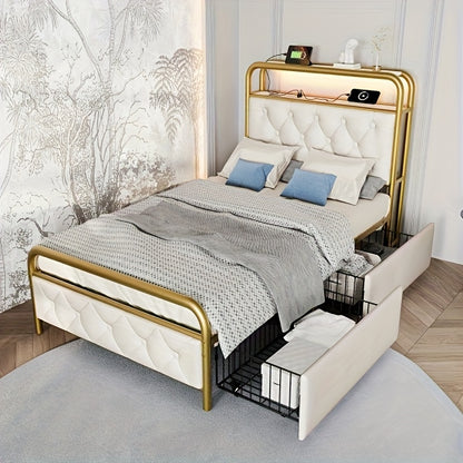 Bedframe – Bedbodem – Slaapbank – Eenpersoonsbed – Tweepersoonsbed – Modern Wit – Platform Bedraad Met Hoofdbord – Duurzaam Bamboe – Voorgemonteerd