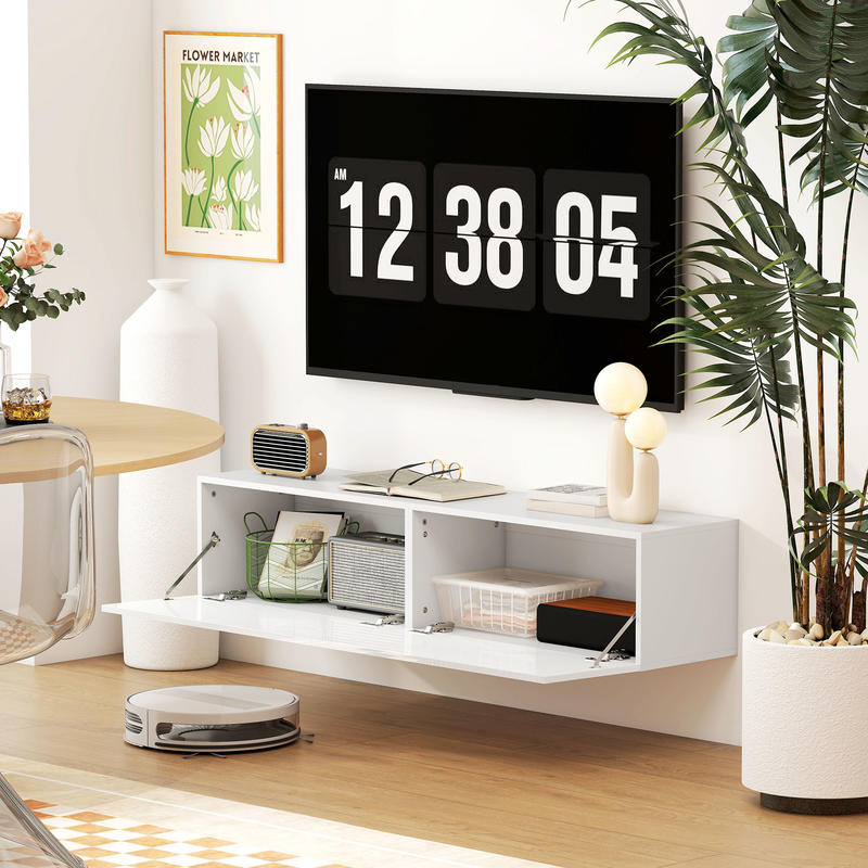 Zwevend Tv-Meubel – Wandkast – Media Meubel – Tv Kast – Opbergmeubel – Compact Ontwerp – Ruimtebesparend – Eenvoudige Montage – MDF Hout Metaal