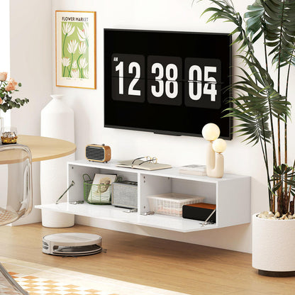 Zwevend Tv-Meubel – Wandkast – Media Meubel – Tv Kast – Opbergmeubel – Compact Ontwerp – Ruimtebesparend – Eenvoudige Montage – MDF Hout Metaal