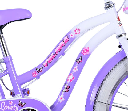 Meisjesfiets voor 6-8 jaar, 20 inch, met mand en bagagedrager, Lovely Fuchsia