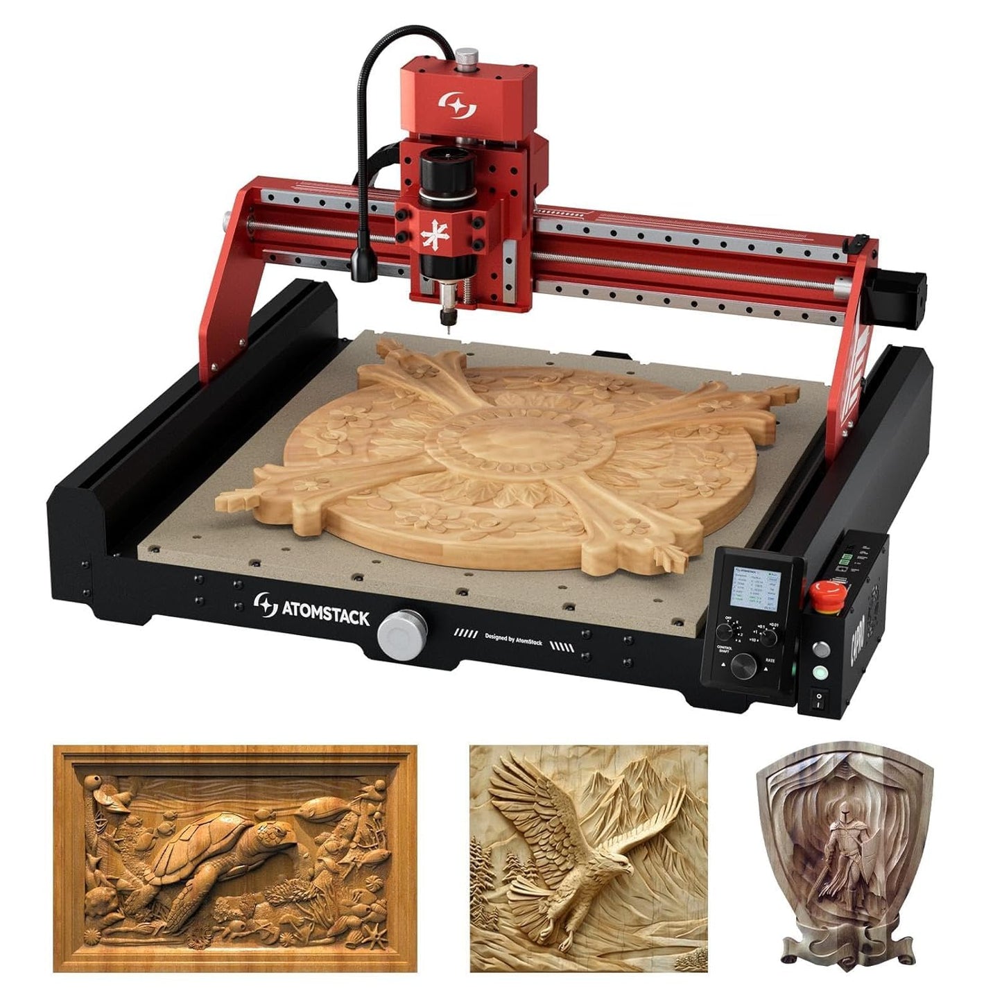 ATOMSTACK C4 Pro CNC-freesmachine, 4-assige ondersteuning, 200 W spindel, CNC-frees- en graveermachine, 420 x 420 mm werkbereik, offline bediening, voor hout, kunststof, aluminium, messing
