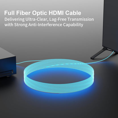8K afneembare Full Fiber Optic Gepantserde HDMI 2.1-kabel 50FT, Ultra High Speed 48 Gbps, ondersteuning 8K @60Hz 4K @120Hz, Dynamische HDR, eARC, compatibel met TV/PS5/Xbox/Blu-ray/Monitor