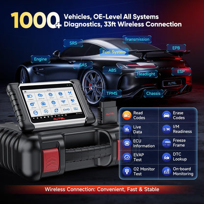 Autel MaxiPRO MP808BT PRO Android 11 [2 Jaar Updates - Waarde €650], 2024 ECU-Codering op Dealerniveau, Upgrade van MS906BT MP808S MP808 MP808BT, Volledig Bidirectioneel, 30+ Service, OE-Diagnostiek