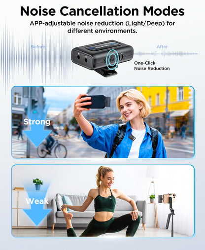 Draadloze Microfoonset – Draadloze Microfoon – Lavalier Microfoon – Dasspeldmicrofoon – Vlog Microfoon – 2 Zenders + 1 Ontvanger – 200 M Bereik – USB-C, Lightning En 3,5 Mm Compatibel