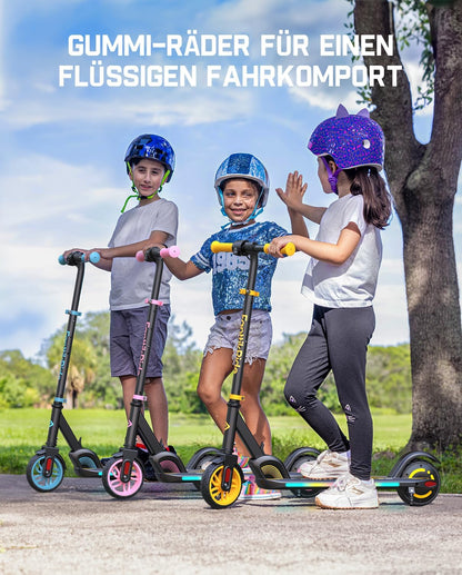FanttikRide C9 Apex Elektrische step voor kinderen vanaf 8 jaar, bluetooth-muziek, kleurrijke regenboogverlichting, 8/12/16 km/u, 8 km bereik, led-display, in hoogte verstelbaar, opvouwbaar, voor