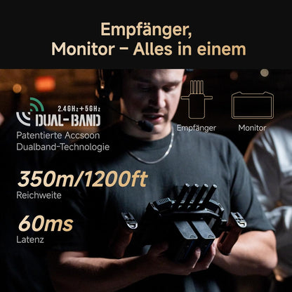 Accsoon CineView M7 Pro 7" 4K60 Camera Field Monitor & Dual-Band Transmitter & Receiver met SDI/HDMI, LUT-ondersteuning, Live Streaming, Touchscreen, 3-in-1 Draadloos Videosysteem voor Filmmaken