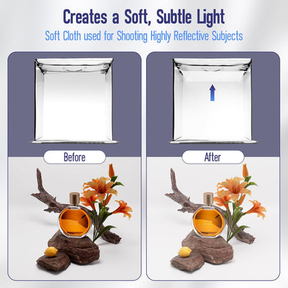 EMART Fotobox 60 x 60 cm, dimbare fotostudioset met 5 productfotoachtergronden en 3 kleuren licht, voor levensmiddelen, sieraden, productfotografie