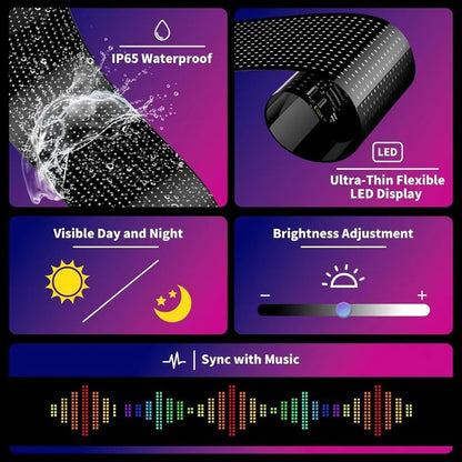Flexibel led-displaybord, 99 x 20 cm, programmeerbaar RGB-loopschrift via Bluetooth Smart app, full-colour Devil Eyes Matrix paneel, voor autostyling, bar, reclame, restaurant, winkel, feestdecoratie