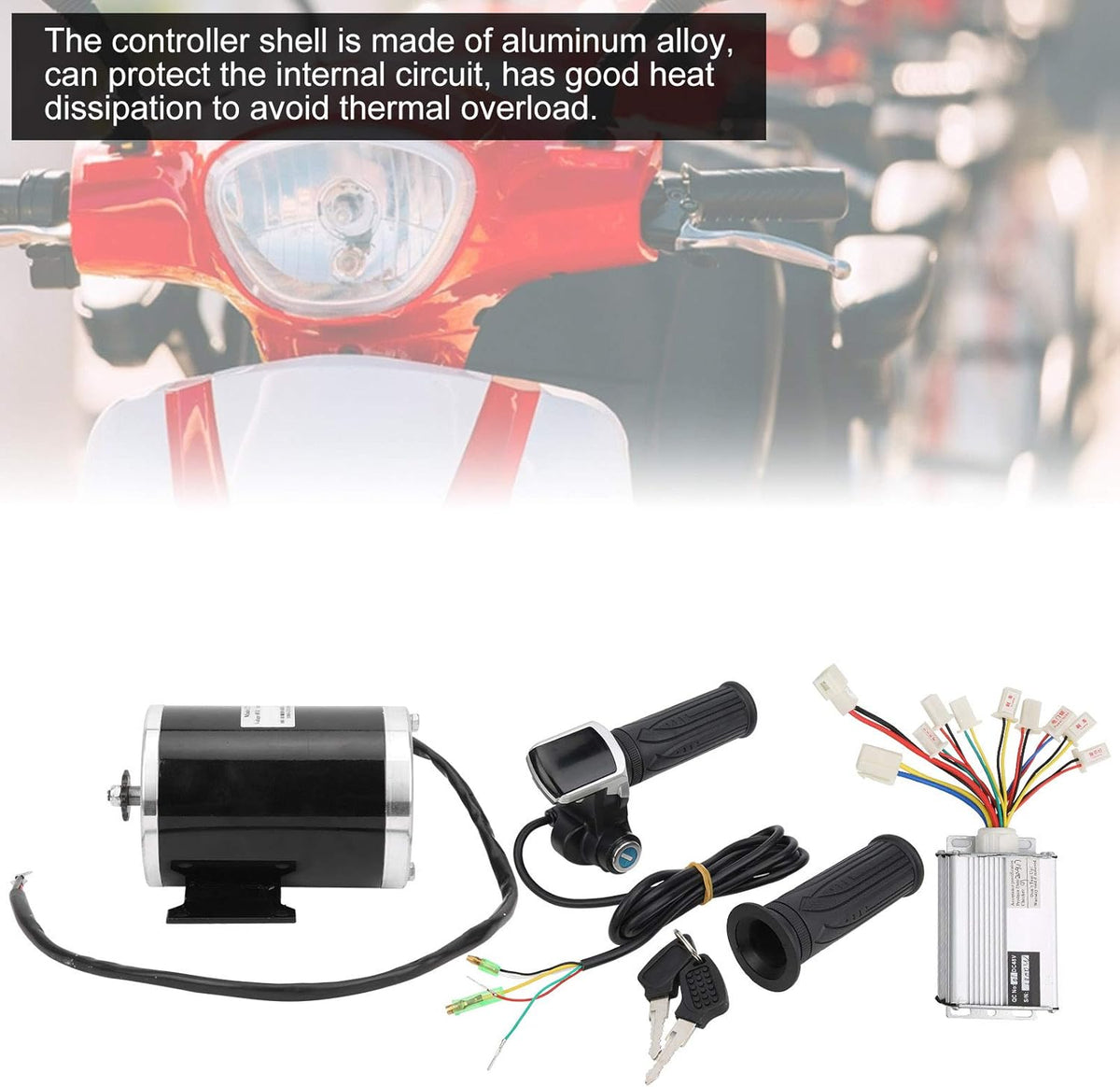 Elektrische Fiets Motor Conversie Kit, DIY 48V 1000W Motor Met Gashendel Toetsen Controller Voor Elektrische Scooter