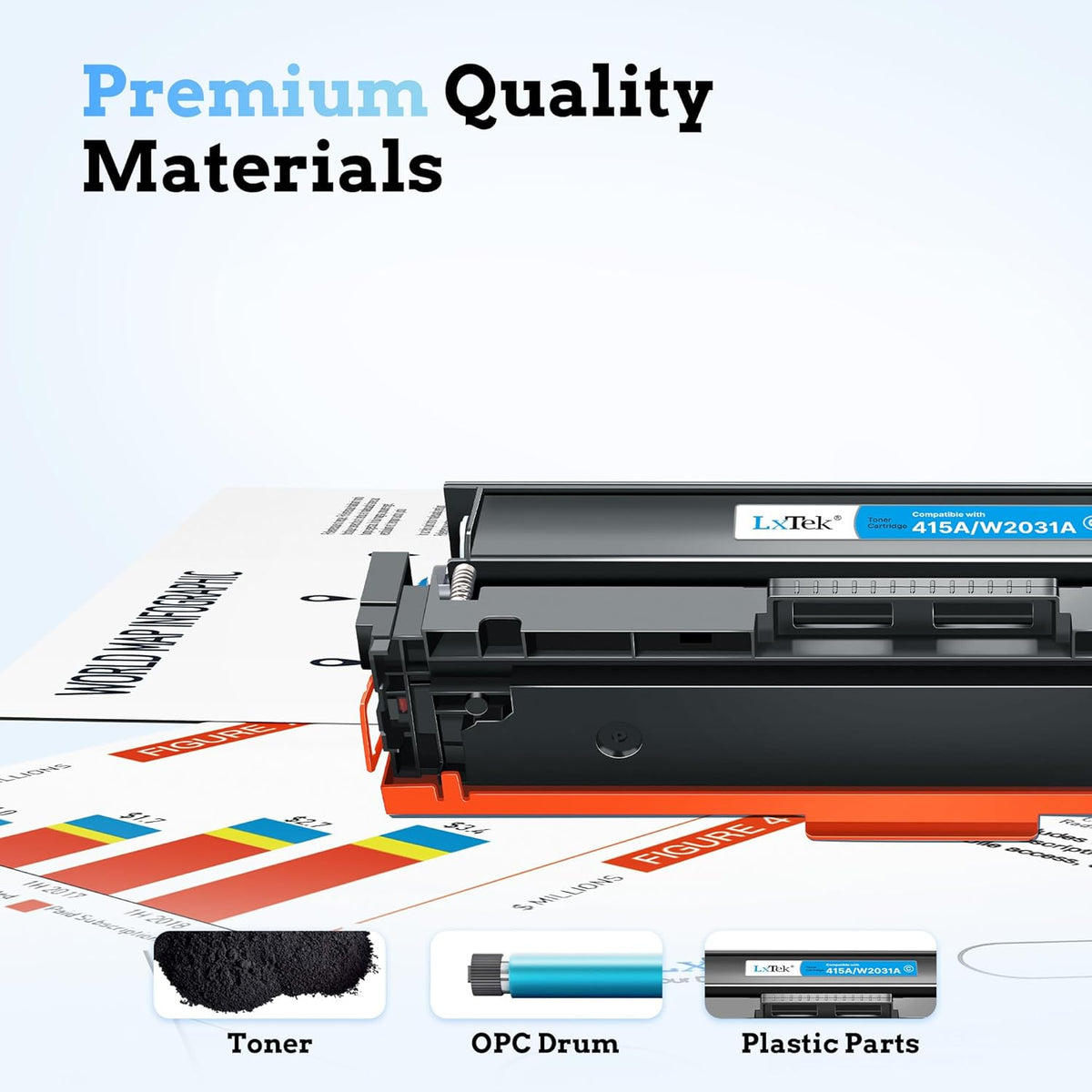 Compatible 415A Toner Cartridge 4-Pack for HP Color LaserJet Pro MFP M479 & M454 Printers – Black Cyan Yellow Magenta – 2400/2100 Page Yield