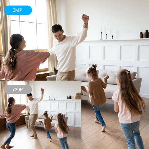 Beveiligingscamera Binnen - WiFi-bewakingscamera - Draadloze IP-camera - met 2000 mAh Batterij - PIR-Persoonsherkenning, IR-Nachtzicht - 2-weg Audio - Ondersteunt SD-kaart tot 512 GB - Zwart