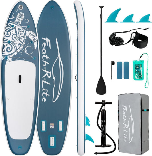 FEATH-R-LITE Stand Up Paddle Board 10'x32"x6" Ultra-Light ISUP met opblaasbare paddleboard accessoires, drie vinnen, verstelbare peddel, pomp, rugzak, riem, waterdichte telefoontas