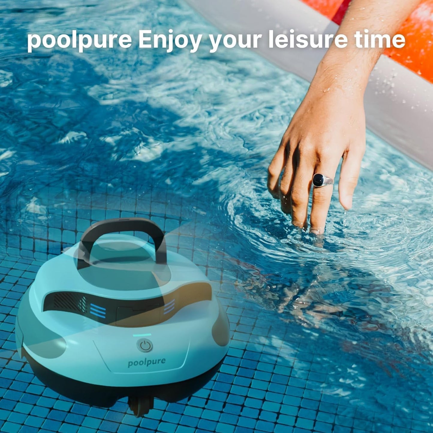 POOLPURE Piscina Zwembadrobot, 5000 mAh Pulizia Doppio motor, dubbele Hall-sensor, led-display, Parcheggio Automatico, IPX8 Impermeabile, draadloze zwembadstofzuiger