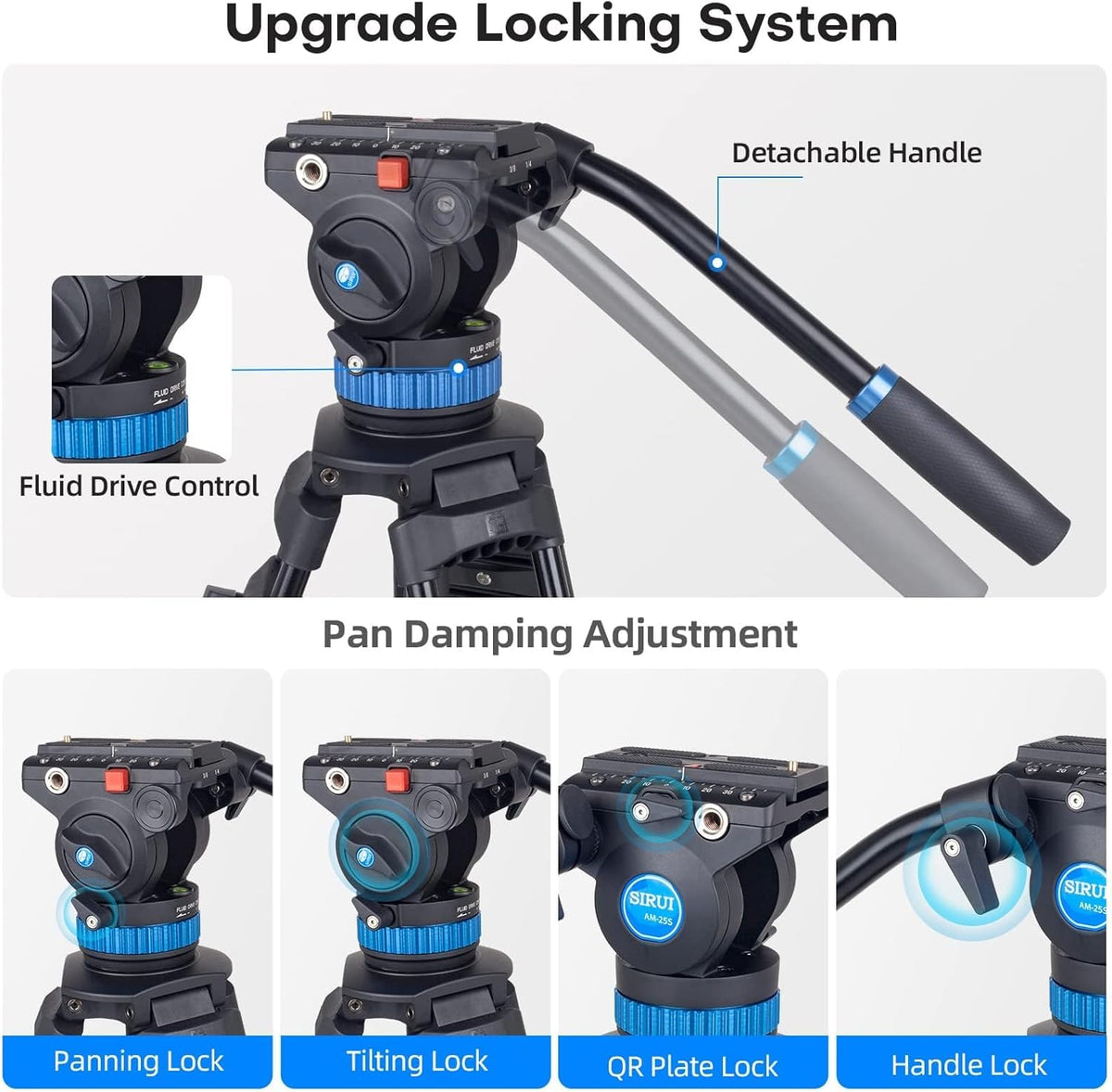 Camera Videostatief met Vloeistofkop – Driepootstatief, Tripod, Camerastatief, Camcorder Statief – Voor Camera, Camcorder En DSLR – Aluminiumlegering – 91 Tot 190 Cm Verstelbaar, Draagvermogen 10 Kg