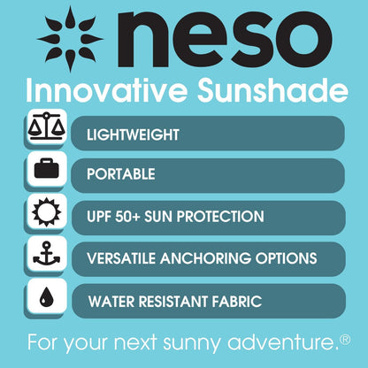 Neso Tents Beach Tent with Sand Anchor, Portable Awning, Sunshade, 2.1 x 2.1 m, Patented Reinforced Corners, Sea Foam
