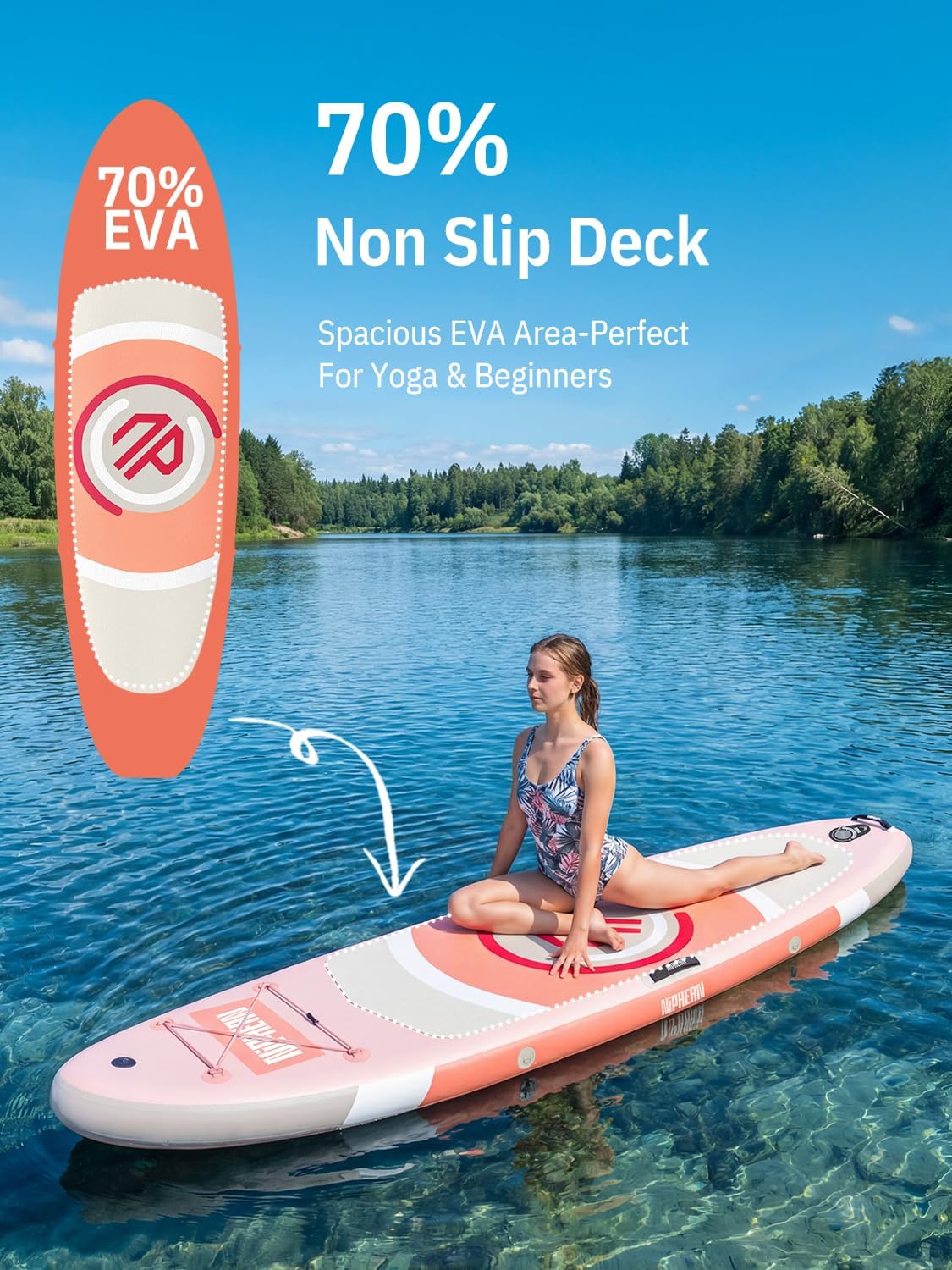 Niphean Opblaasbaar paddleboard met uitgebalanceerde vleugel en duurzame accessoires, stabiele 3,3 m opblaasbare paddleboards voor volwassenen en jongeren van alle vaardigheidsniveaus