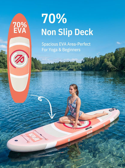 Niphean Opblaasbaar paddleboard met uitgebalanceerde vleugel en duurzame accessoires, stabiele 3,3 m opblaasbare paddleboards voor volwassenen en jongeren van alle vaardigheidsniveaus