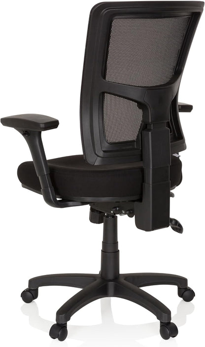 hjh OFFICE 760006 bureaustoel Impact PRO netstof zwart draaistoel met verstelbare rugleuning
