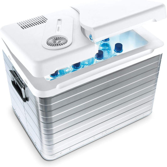 MOBICOOL MQ40A UK‑versie elektrische koelbox 39L – aluminium koelbox met 12/230V AC/DC, koelt tot 20°C onder omgeving – ideaal voor auto, kamperen & reizen