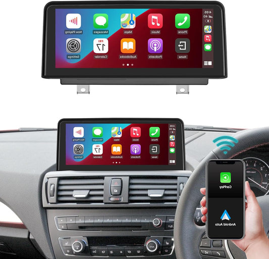Ninetom 10.25 inch Car Radio Touch Screen for 2008-2012 BMW 1 Series E81 E82 E87 E88 with CIC System, Support Apple CarPlay/Android Auto/Mirrorlink/Navigation, Car Radio Upgrade - QUORE