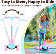 BELEEV Scooter voor kinderen van 3-12 jaar met lichtgevende wielen en deck, 3-wielige opvouwbare scooter voor peuters, meisjes, jongens, 4 verstelbare hoogte, antislippatroondek, lichtgewicht scooter