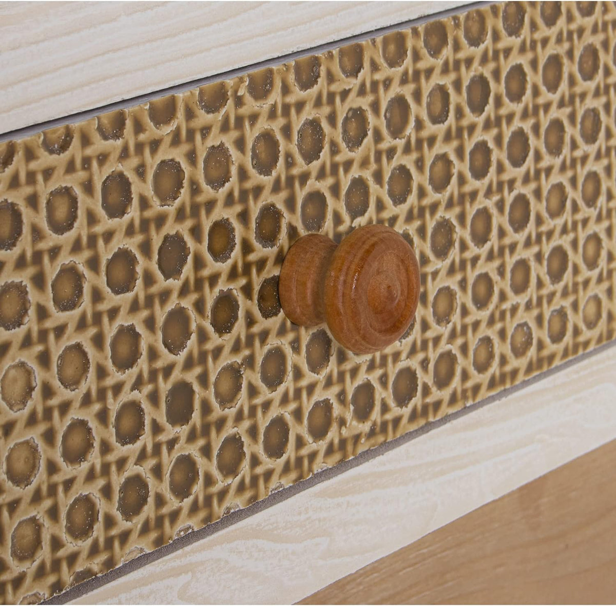 DRW Ingangtafel met 3 schuifladen van hout en wit en natuur, 107 x 35 x 81 cm