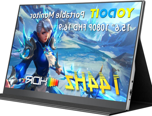 15,6" Portable Monitor – Draagbare Monitor – Mobiel Scherm – Extra Beeldscherm – Full HD Monitor – 144Hz Refresh Rate – IPS Scherm – USB-C Aansluiting – Ingebouwde Speakers – Lichtgewicht & Ultradun