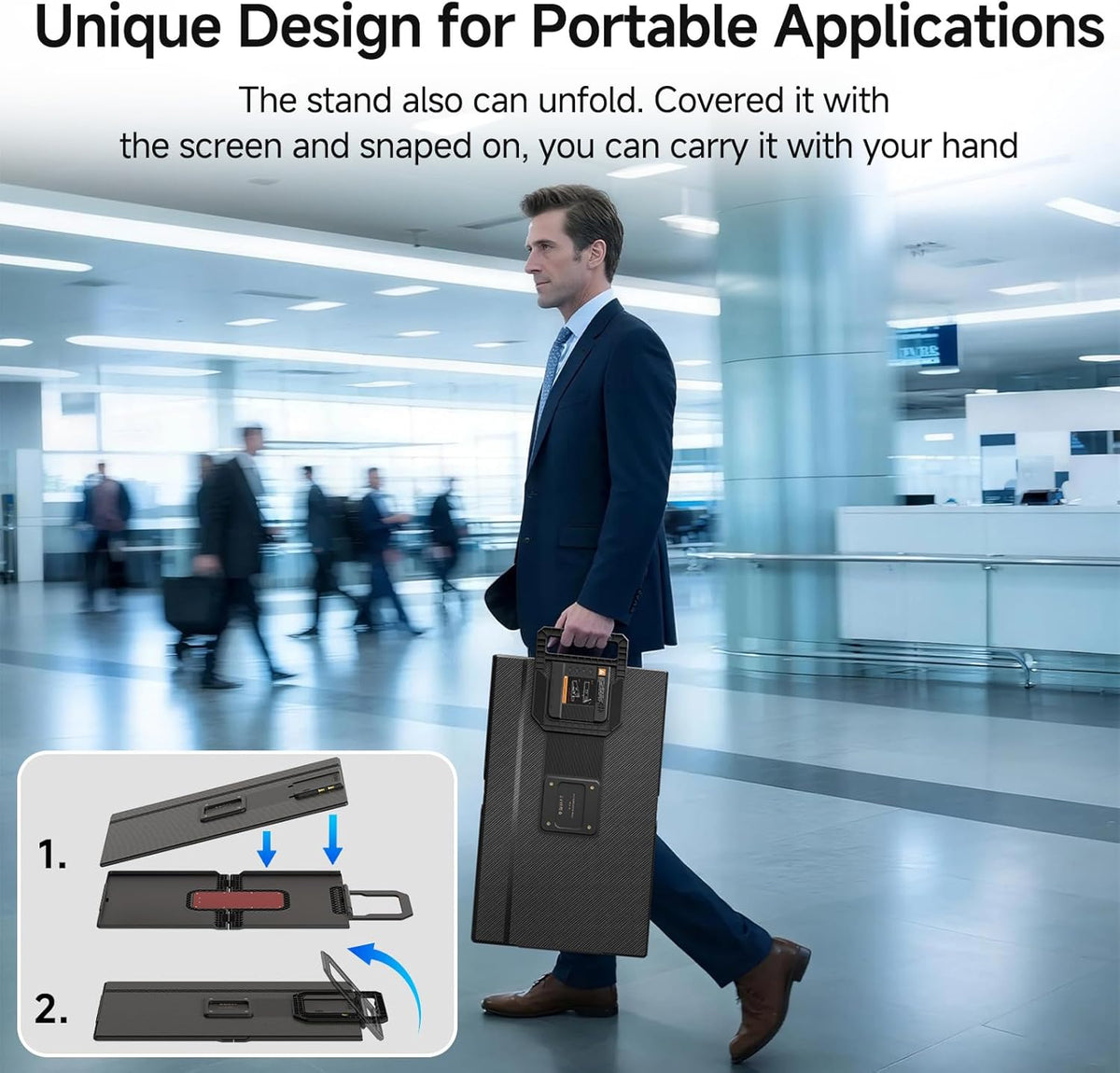 Large Portable Monitor, 61 cm (24 inches), 1080P, FHD, 100Hz, Travel Monitor, 125% sRGB IPS, Laptop Extension, VESA Compatible, Detachable Height Adjustable Stand with USB-C - QUORE