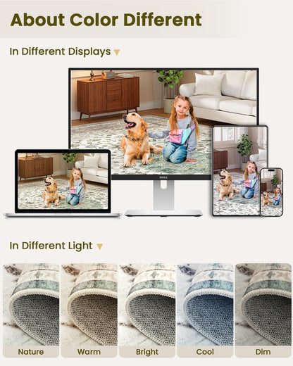 HOMFINE Vintage tapijt - woonkamertapijt slaapkamertapijt wasbare tapijten eetkamertapijt laagpolig buitentapijt pluizig antisliptapijt 300 x 400 cm Lichtgroen