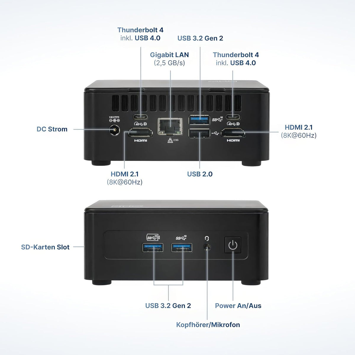 Pro NUC 12i5HP-W11P-512/2x8W6E Intel® Core™ i5 i5-12450H 16 GB DDR4-SDRAM 512 GB SSD Windows 11 Pro Mini PC Black