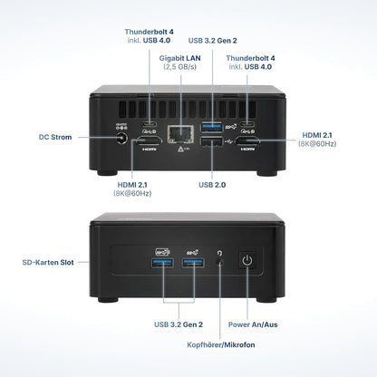 Pro NUC 12i5HP-W11P-512/2x8W6E Intel® Core™ i5 i5-12450H 16 GB DDR4-SDRAM 512 GB SSD Windows 11 Pro Mini PC Black