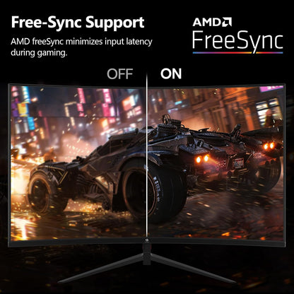 Z-Edge Gaming Monitor Gebogen 24'' 180 Hz/165 Hz/144 Hz, FHD (1920x1080), 1 ms MPRT, FreeSync, gamingmonitor met DP-kabel, 1650R VA, 300cd/m², HDMI 2.1 & DP 1.4, Verstelbare Kanteling, 178° kijkhoek