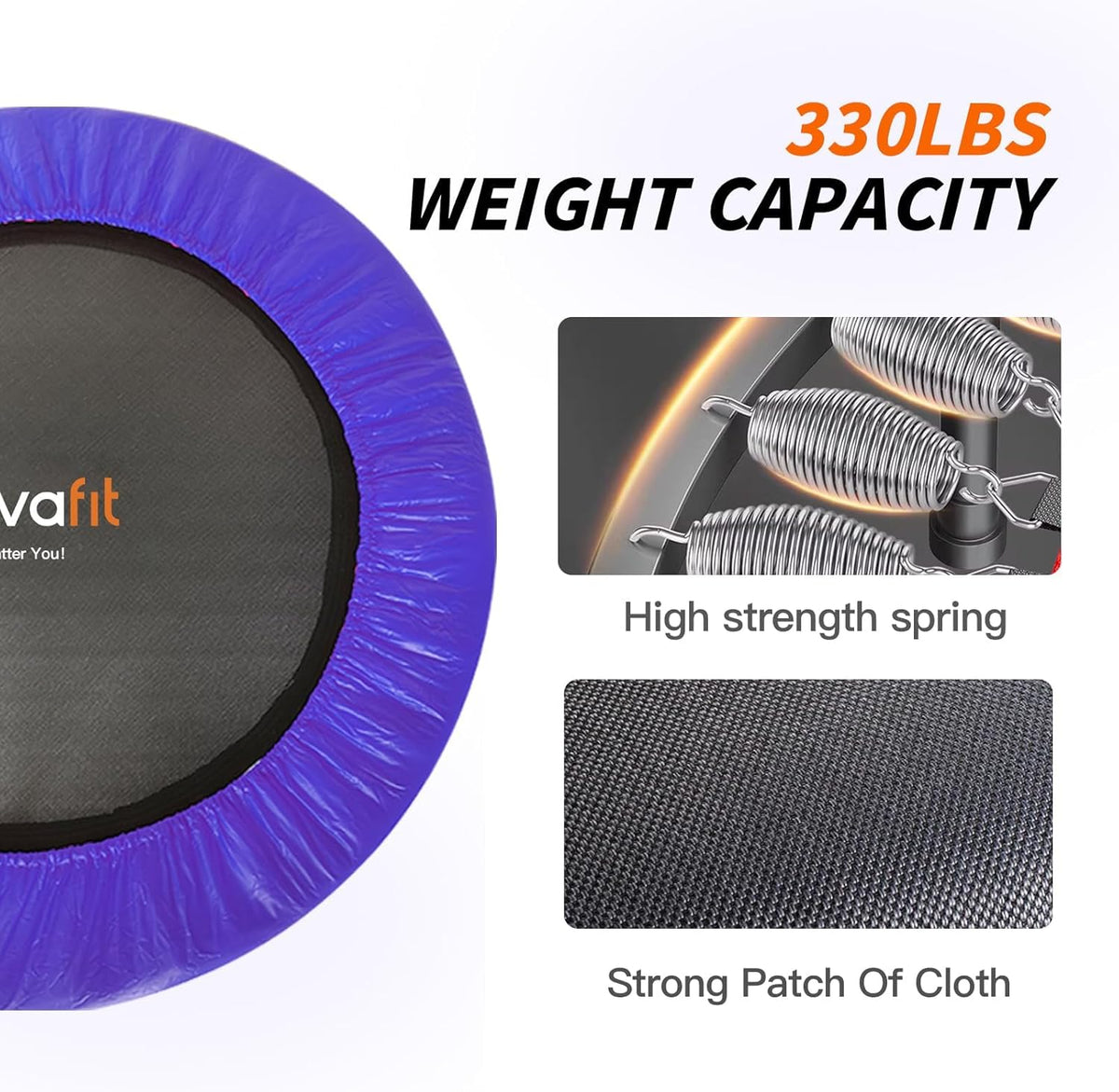 ATIVAFIT 102 cm opvouwbare trampoline met verstelbare schuimrubberen handgreep voor binnengebruik door volwassenen Ideaal voor fysieke fitnesstraining binnenshuis Thuis sporten